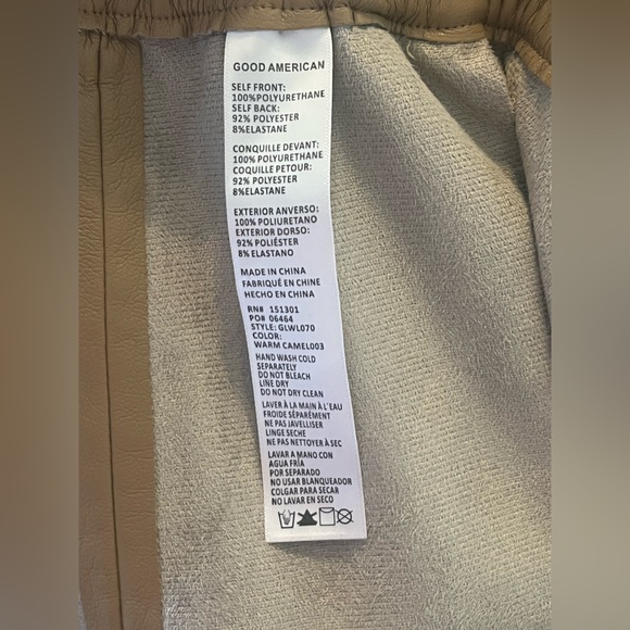 GOOD AMERICAN | Faux Leather Warm Caramel Wide Leg Pants Size 5 (2XL) - Picture 10 of 13